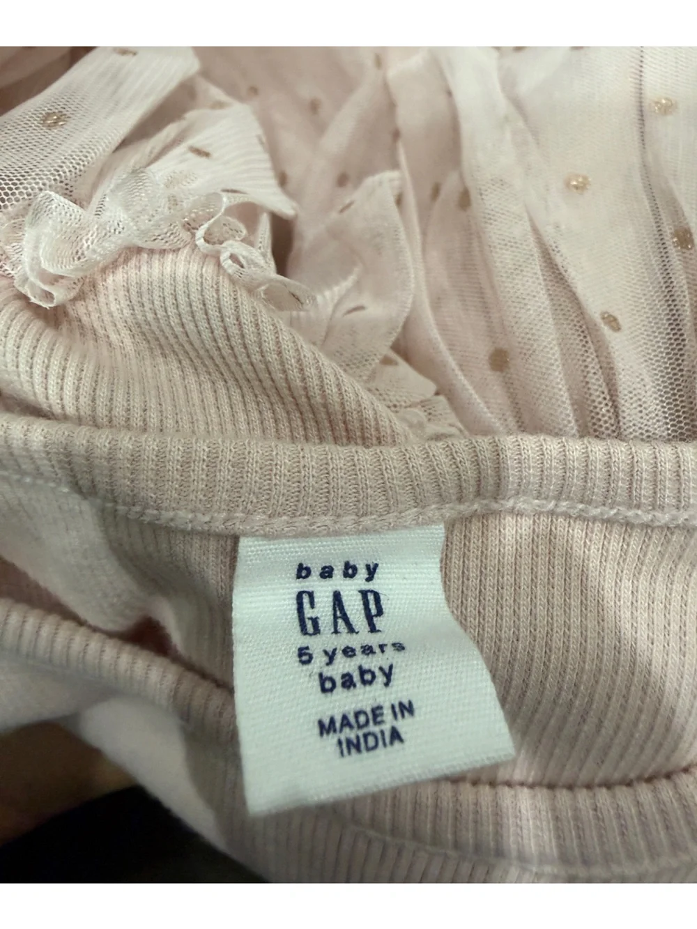 GAP toddler, girls Pale Pink Layered Dress with Gold Dot Tulle
